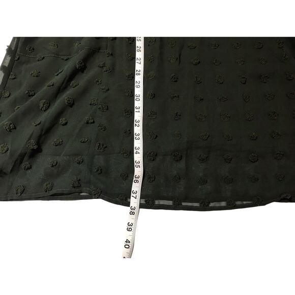 Miholl Dress Size XXL Army Green Swiss Dots Lined Short Sleeve Midi Babydoll - Picture 13 of 14